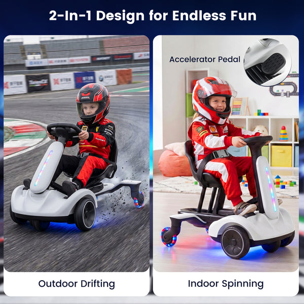 6V Ride-on Drift Car with Lights and Adjustable Seat