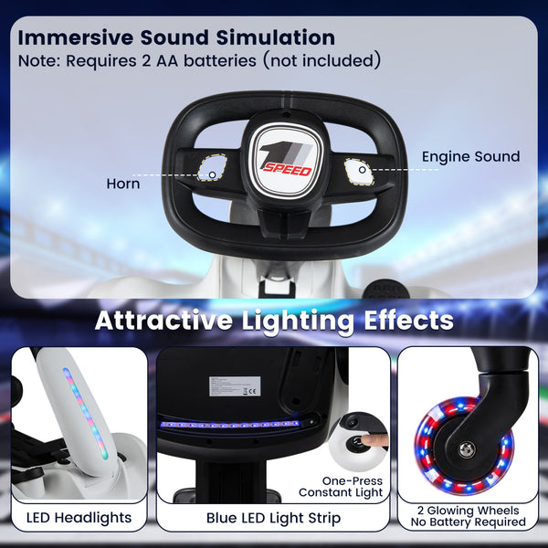 6V Ride-on Drift Car with Lights and Adjustable Seat