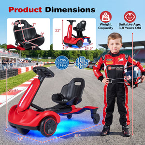 6V Ride-on Drift Car with Lights and Adjustable Seat