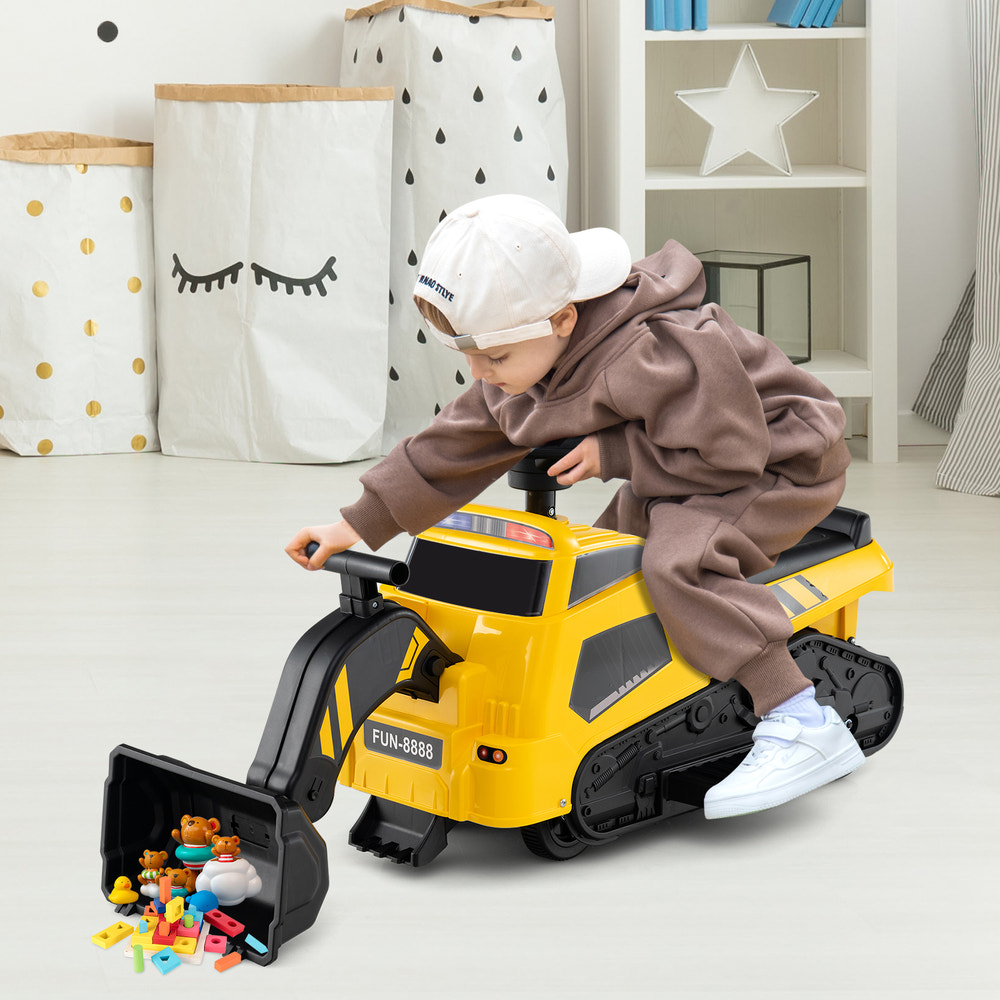 6V Ride on Tractor 3-in-1 Electric Excavator with Adjustable Arms and Music