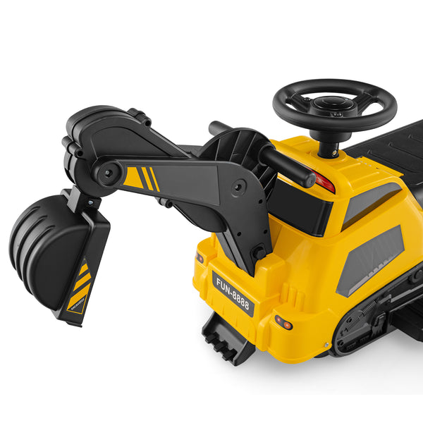 6V Ride on Tractor 3-in-1 Electric Excavator with Adjustable Arms and Music