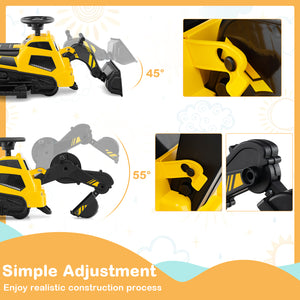6V Ride on Tractor 3-in-1 Electric Excavator with Adjustable Arms and Music
