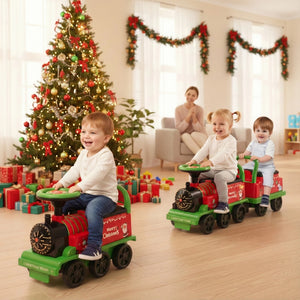 6V Toddler Ride On Train Combo: Track Ride & 2-Seater Carriage Set for Kids