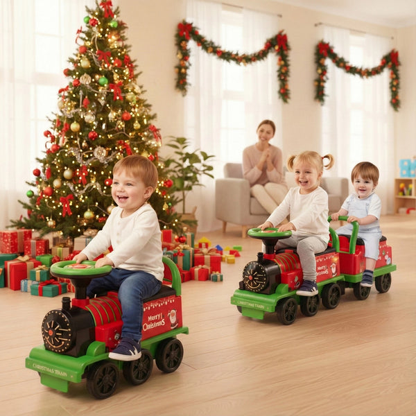 6V Toddler Ride On Train Combo: Track Ride & 2-Seater Carriage Set for Kids