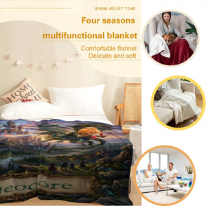 Personalized Dragon Castle Blanket – Custom Name Fantasy Throw for Boys, Girls & Dragon Lovers