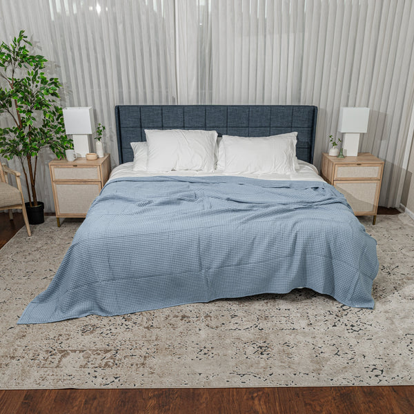 Adult Waffle Blankets in Pacific Blue
