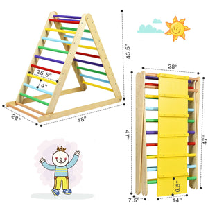 Foldable Wooden Climbing Triangle Indoor Home Climber Ladder for Toddlers & Kids