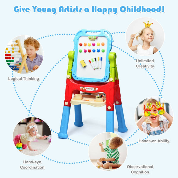 Height Adjustable Kids Art Easel Magnetic Double Sided Board for Toddlers & Kids