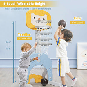3-in-1 Adjustable Kids Basketball Hoop Sports Set - Adjustable Height