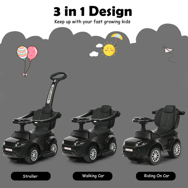 3 in 1 Ride on Push Car Toddler Stroller Sliding Car with Music