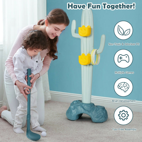 3-in-1 Cactus Toy Stand Sports Activity Center with Golf and Ring