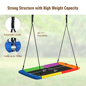 60 Inches Platform Tree Swing Outdoor with  2 Hanging Straps for Infants