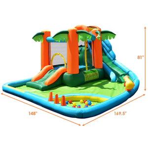 7-in-1 Inflatable Slide Bouncer with Two Slides - Vibrating