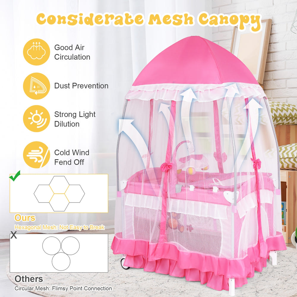 Portable baby playpen crib cradle with carrying bag for safe sleep and play. Ideal for travel and home use.