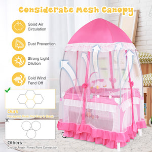 Portable baby playpen crib cradle with carrying bag, perfect for sleep and play, shown from angle 2.