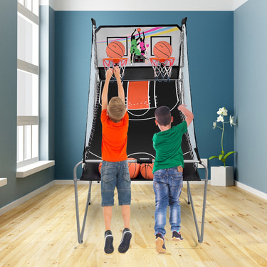 Foldable Double Electronic Basketball Game with 4 Balls Indoor for Kids & Family