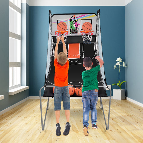 Foldable Double Electronic Basketball Game with 4 Balls Indoor for Kids & Family