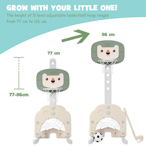 3-in-1 Adjustable Kids Basketball Hoop Sports Set - Adjustable Height