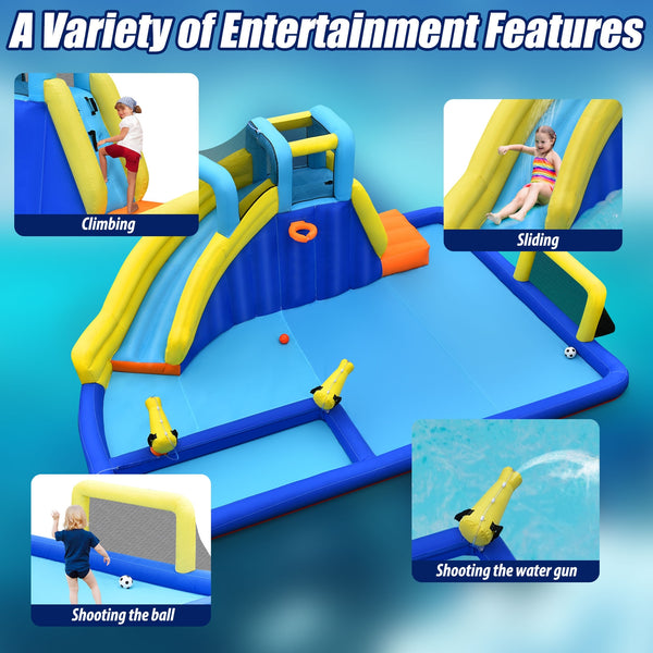 6-in-1 Inflatable Water Slide Jumping House without Blower for Kids with Blower