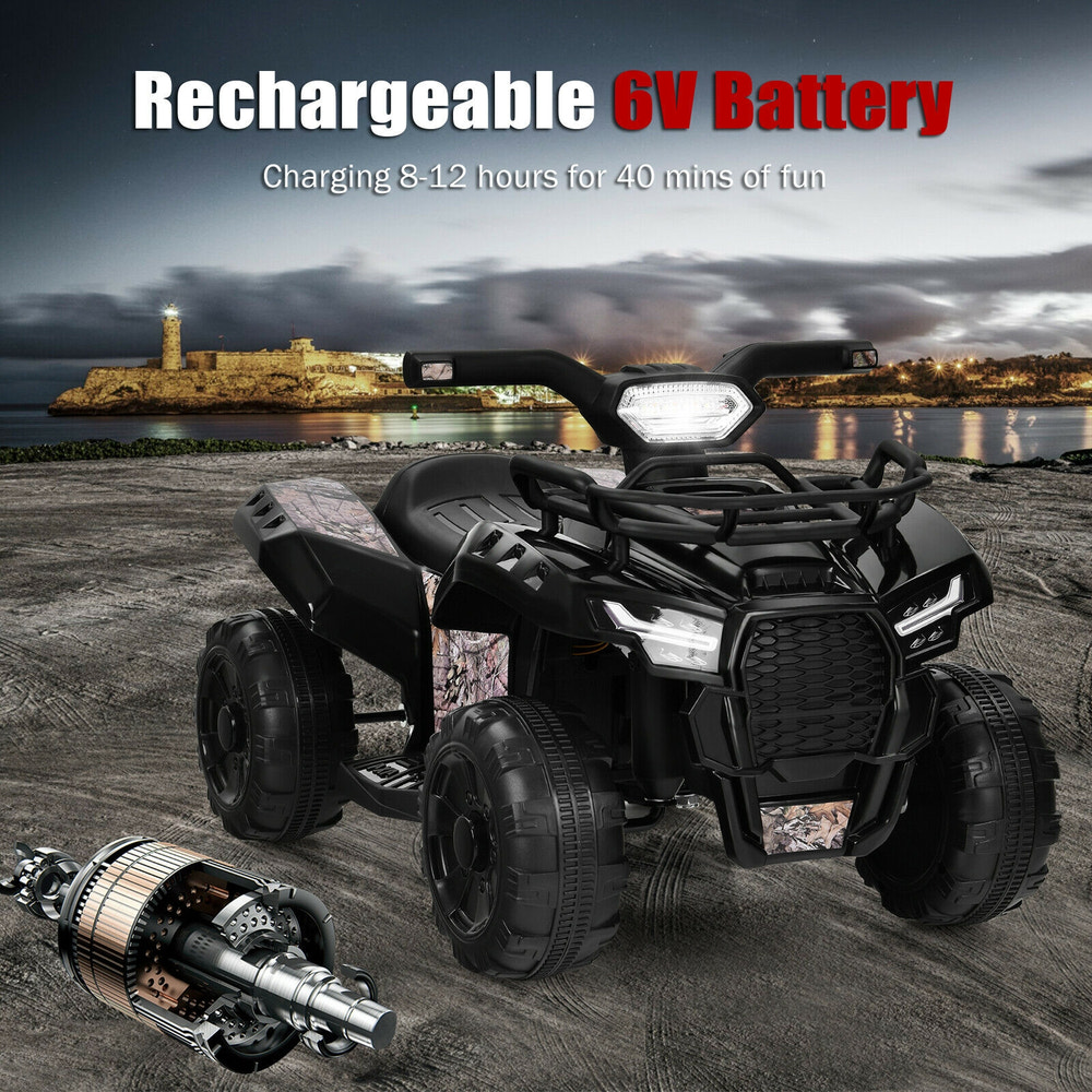 6V Kids ATV Quad Electric Ride On Car with LED Light and MP3