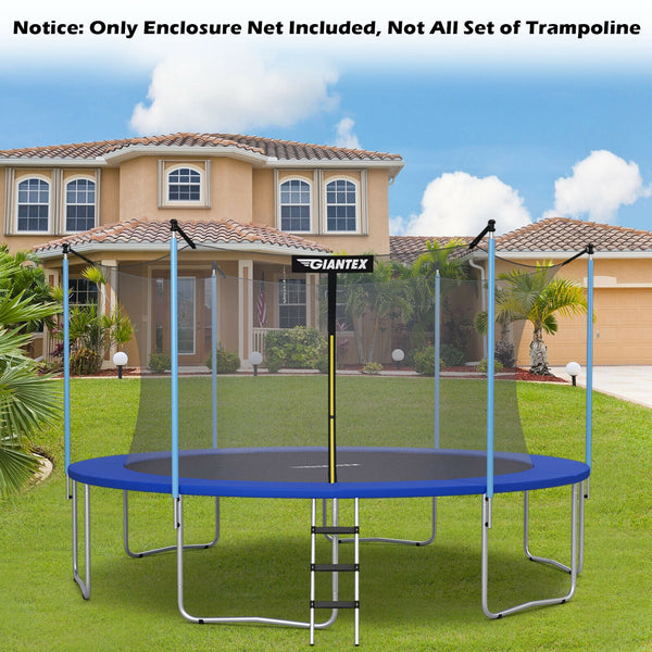 10Ft weather-resistant trampoline safety enclosure net for kids, ensuring safe play in the backyard.
