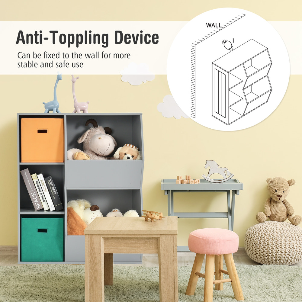 Kids toy storage cabinet shelf organizer for tidy playrooms and easy access to toys.