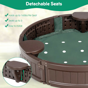 Sandbox with Built-in Corner Seat and Cover - Wooden