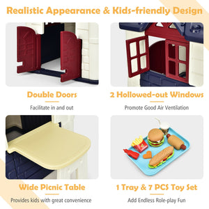 Kid's Playhouse Pretend Toy House For Boys and Girls 7 Pieces Toy Set