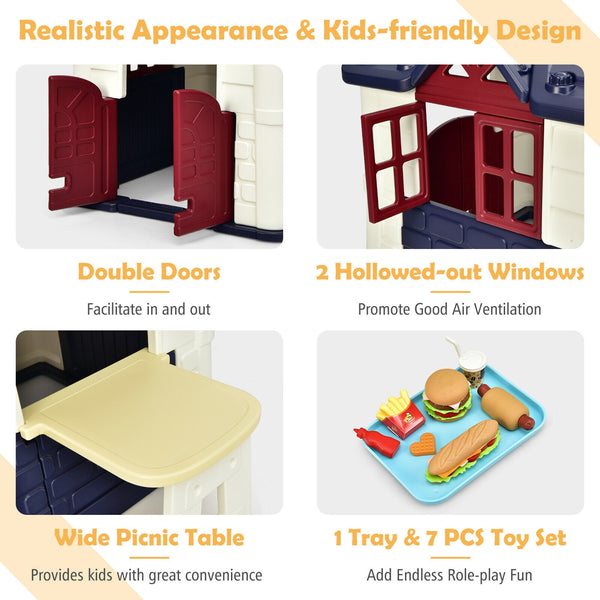 Kid's Playhouse Pretend Toy House For Boys and Girls 7 Pieces Toy Set