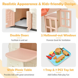 Kid's Playhouse Pretend Toy House For Boys and Girls 7 Pieces Toy Set