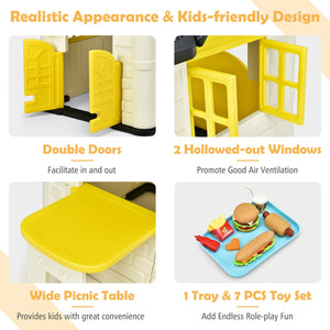 Kid's Playhouse Pretend Toy House For Boys and Girls 7 Pieces Toy Set