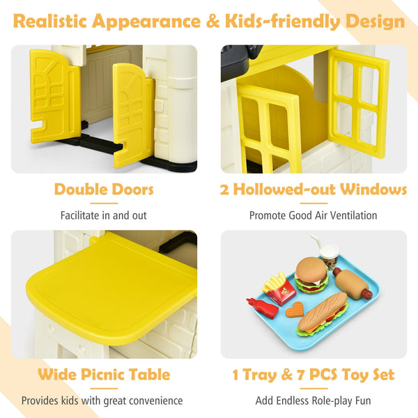 Kid's Playhouse Pretend Toy House For Boys and Girls 7 Pieces Toy Set