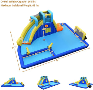 6-in-1 Inflatable Water Slides with Blower for Kids - Heavy