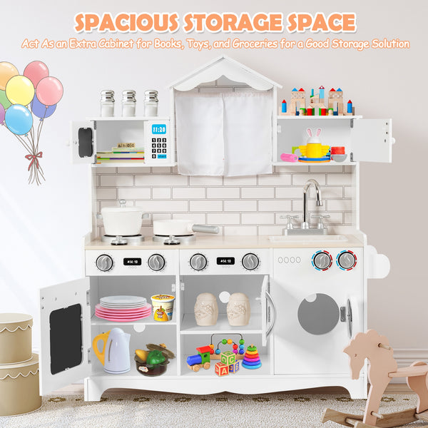 Wooden Kids Kitchen with Washing Machine - Realistic