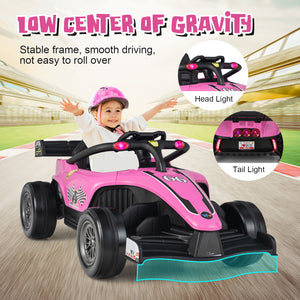 12V Kids Ride-On Electric Formula Racing Car with Remote Control, angled view showcasing vibrant design and features.