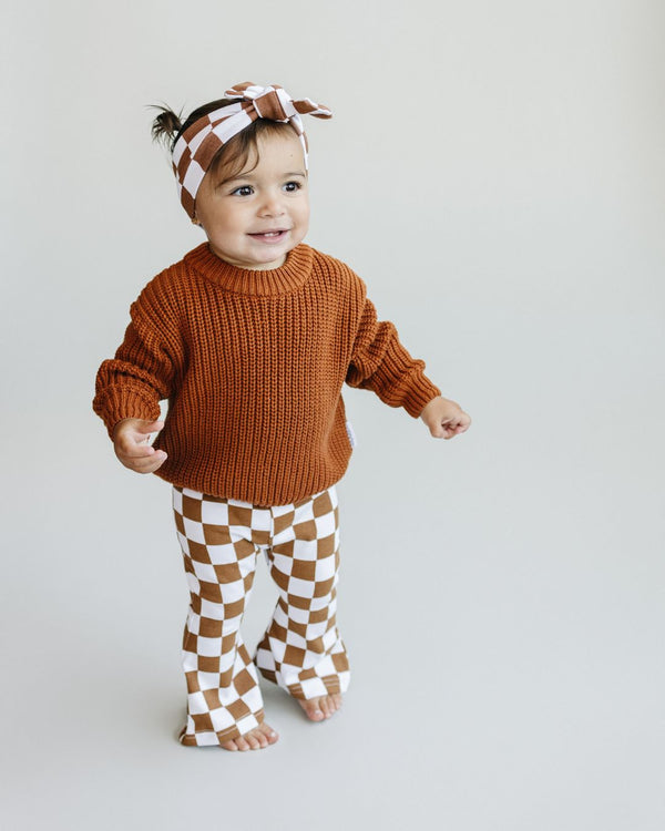 Checkered Flare Pants | Copper