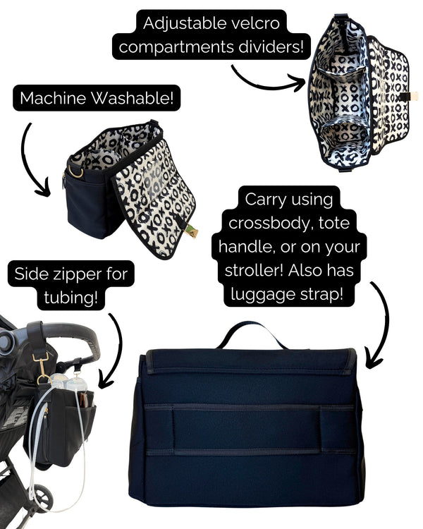 Sarah Wells Deluxe Stroller Caddy Organizer – Insulated, Machine-Washable with Crossbody Strap, Storage Pockets & Luggage Sleeve