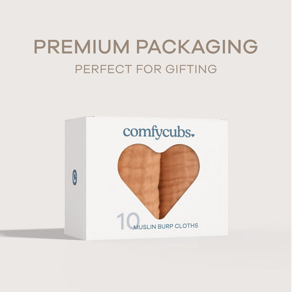 Muslin Burp Cloths in Caramel