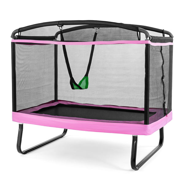 Kids Trampoline with Swing and Safety Enclosure Net for Boys Girls Age 3+