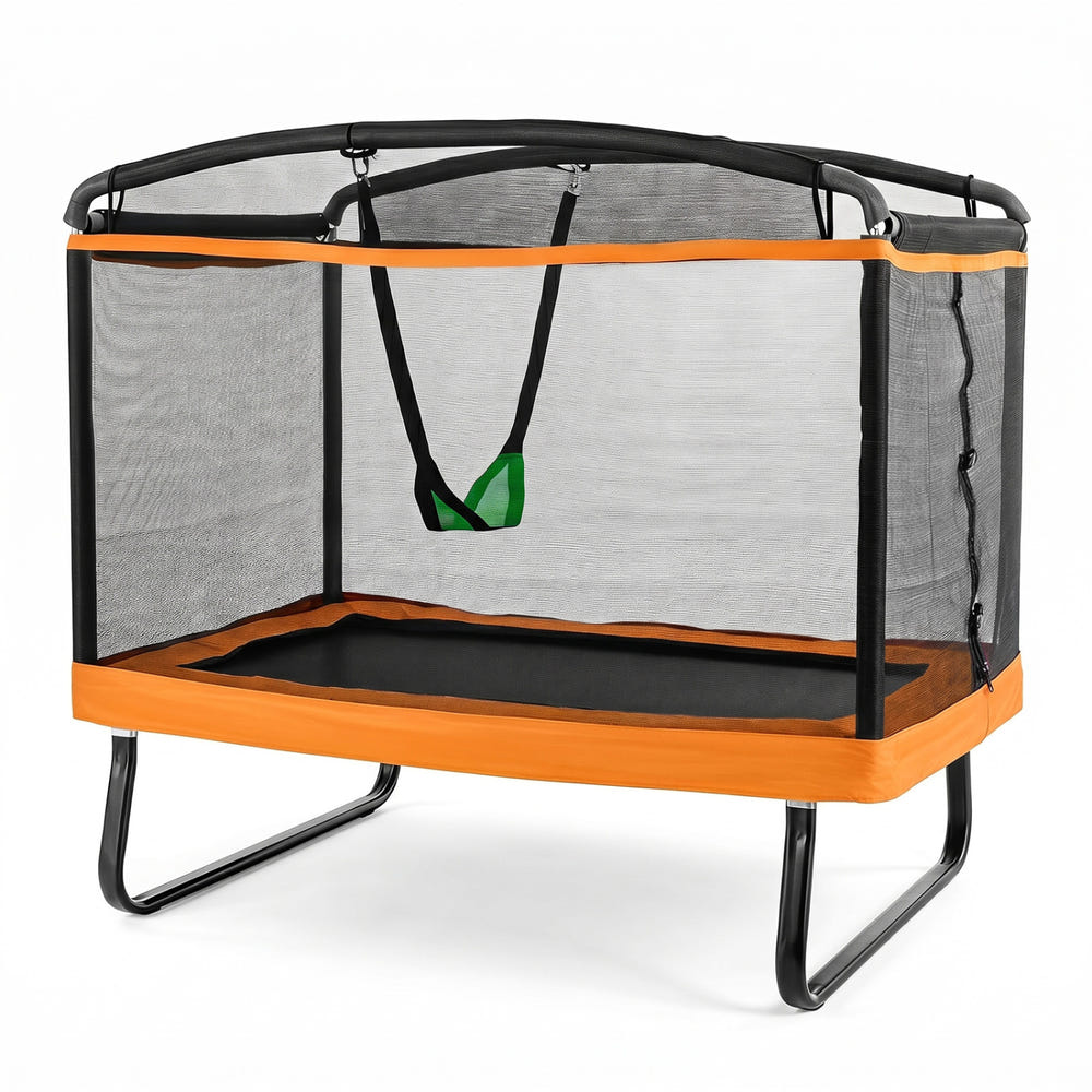 Kids Trampoline with Swing and Safety Enclosure Net for Boys Girls Age 3+