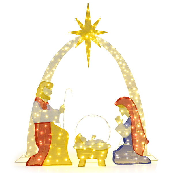 6 Feet Lighted Nativity Scene Yard Decoratio with 240 Warm White LED Lights