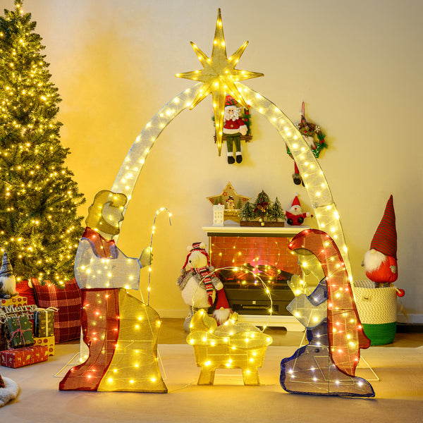 6 Feet Lighted Nativity Scene Yard Decoratio with 240 Warm White LED Lights