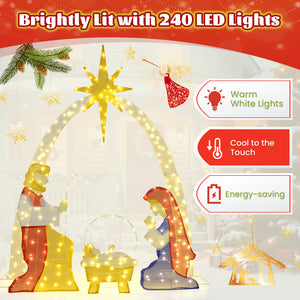 6 Feet Lighted Nativity Scene Yard Decoratio with 240 Warm White LED Lights