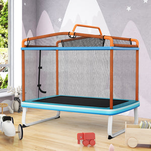 6 Feet Rectangle Trampoline with Swing Horizontal Bar and Safety Net for Infants
