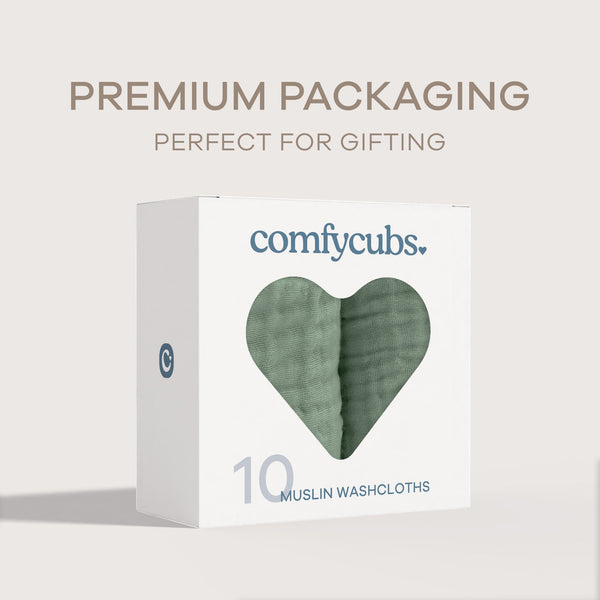 Muslin Washcloths in Fern