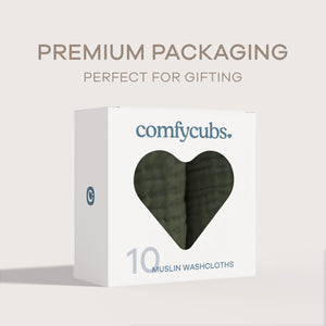 Muslin Washcloths in Kelp