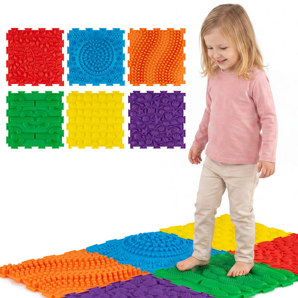 6 PCS Interlocking Sensory Mats with Rich Colors for Kids Adults