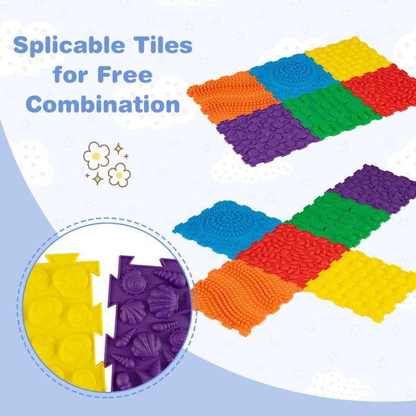 6 PCS Interlocking Sensory Mats with Rich Colors for Kids Adults