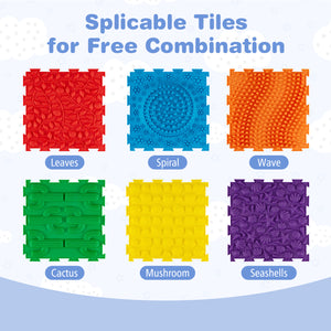 6 PCS Interlocking Sensory Mats with Rich Colors for Kids Adults