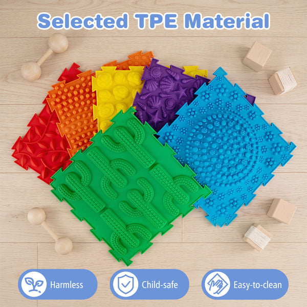 6 PCS Interlocking Sensory Mats with Rich Colors for Kids Adults